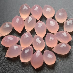 3 Matches Pair,Super Rare,Rose Chalcedony Faceted Chandelier Drops Shape Briolettes,Size 10x14mm
