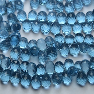 5 matched paar, super beste kwaliteit, Londen blauw hydro quartz gefacetteerde druppels vorm briolettes, grootte 10mm