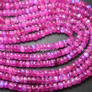 13 Inch Strand,Finest Quality,Dyed Pink Rainbow Moonstone Faceted Rondelles,Size.5-5.5mm