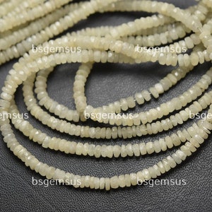 14 tums sträng, naturliga vita safirfacetterade rondeller, storlek 3,5 mm ca.