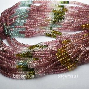 13 Inch strand,AAA Quality,Natural Multi Tourmaline Smooth Rondelles. 3.30mm