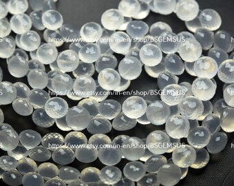 10 Beads, Super Finest ,Natural Ice Quartz Faceted Onion Shape Briolette,Size 9-10mm
