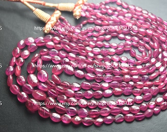 10 Inches Strand,Natural Pink Sapphire Smooth Oval Beads.Size 6-9mm