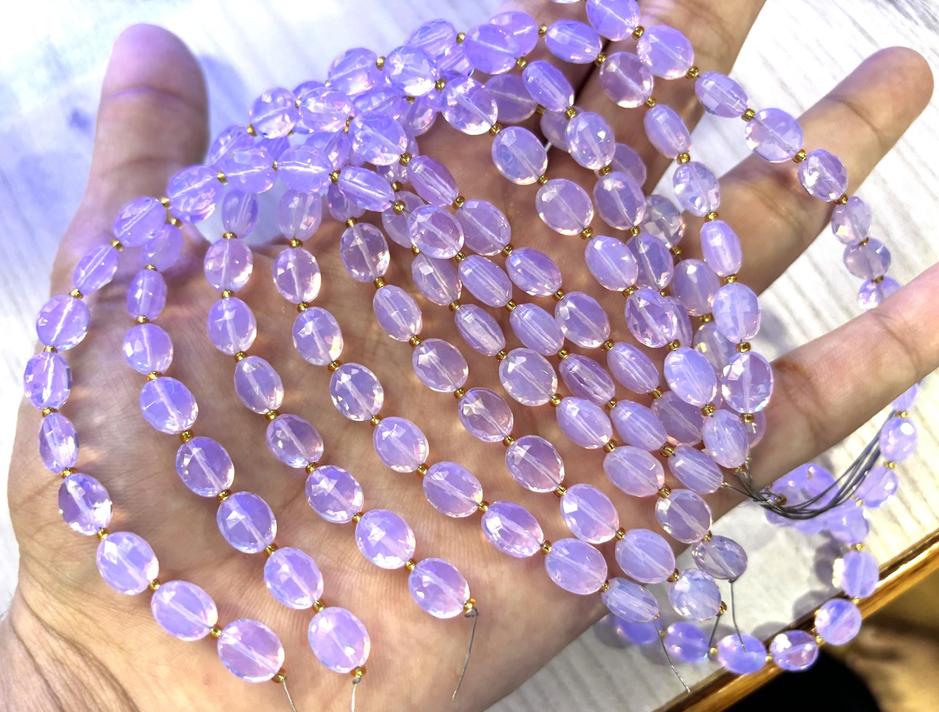 Lot De 300 Perles Anciennes En Cristal Violet - Facettées, Forme Ovale/olive 7x5 Mm