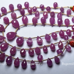 10 Beads,Natural Pink Sapphire Faceted Drops Shaped Briolette,Size 8-10mm