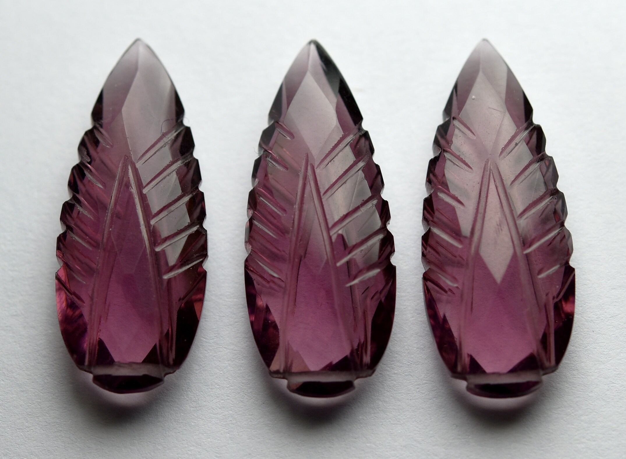 2ペアセット、クンツァイト ピンク ハイドロクォーツ ファセット彫刻