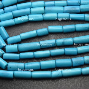 Full 14 Inches Strand,Rare Blue Turquoise Smooth Tube Beads,Size 10-13mm