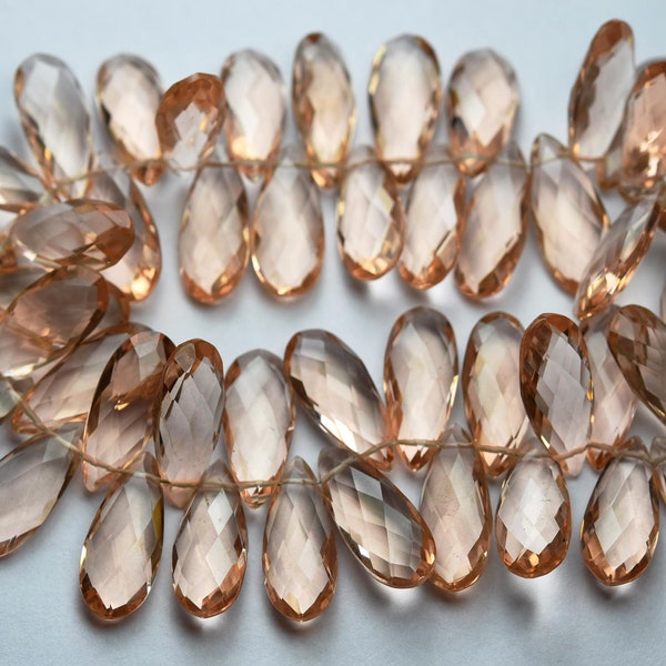 3 Matched Pair,Side Drilled,Rose Pink Hydro Quartz Faceted Pear Shape Briolettes,Size 8x20mm