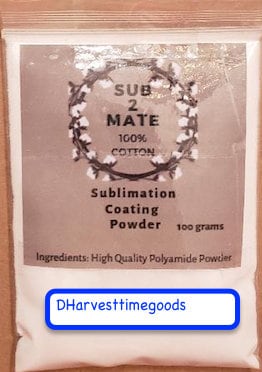 Sub 2 Mate Sublimation Coating Powder on 100% Cotton and Polyester 100  Grams Trial Size 