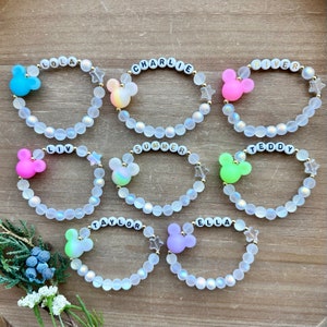 ORIGINAL Glow In The Dark Mickey Mouse Personalized Bracelet, Name Bracelet, Personalized Beaded Name Bracelet, Glow In The Dark