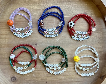 Personalized Sports Bracelet Stack: Soccer, Baseball, Volleyball