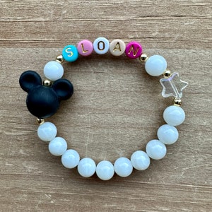 Mickey Mouse Personalized Bracelet, Name Bracelet, Personalized Beaded Name Bracelet, Disney Bracelet, Disneyland Bracelet
