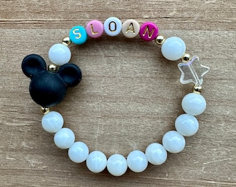 Mickey Mouse Personalized Beaded Bracelet: Disneyland Trip Accessory