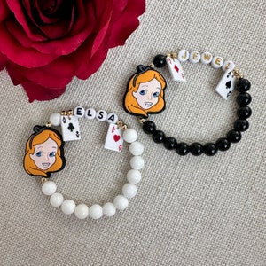 Alice In Wonderland Personalized Name Bracelet, Alice Name Bracelet, Disney Personalized Name Bracelet