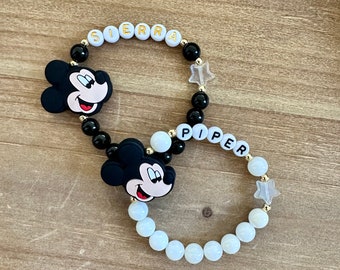 Mickey Mouse Personalized Name Bracelet, Minnie Name Bracelet, Personalized Name Bracelet
