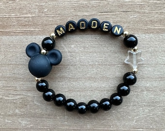 Mickey Mouse Personalized Name Bracelet: Beaded Disneyland Accessory