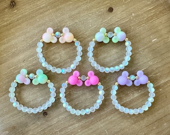 Glow In The Dark Mickey Mouse Bracelet, Personalized Beaded Name