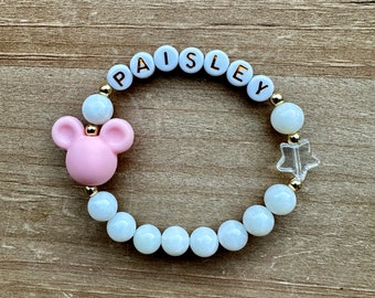 Mickey Mouse Personalized Name Bracelet, Beaded Accessory