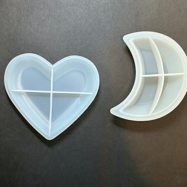 Shiny Heart Shaped Dish Silicone Mold For DIY Resin Projects. Make a personal dish/ tray for yourself or to sell. 4.75inch x 4inch.