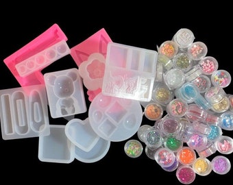 Resin Craft Starter Kit, Random Molds and Glitter Set