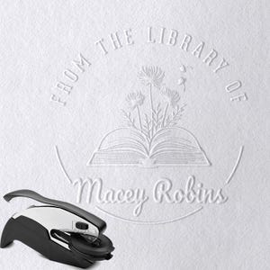 Custom from the library of embosser, Custom initial monogram Embosser Stamp, Library Stamp, teacher embosser, trendy, elegant, floral