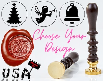 Christmas 1" Wax Stamp Kit Custom Wax Seal For Christmas Cards Classic Sealing Wax Seal Stamp with 2 Free Wax Sticks