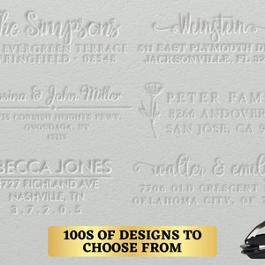 Personalized Name and Address Seal Embosser Handheld Wedding Invitation Seal Embosser Personalized Customized 2&quot; x 1&quot; 16 Designs To Choose