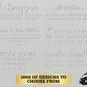 Personalized Name and Address Seal Embosser Handheld Wedding Invitation Seal Embosser Personalized Customized 2" x 1" 16 Designs To Choose