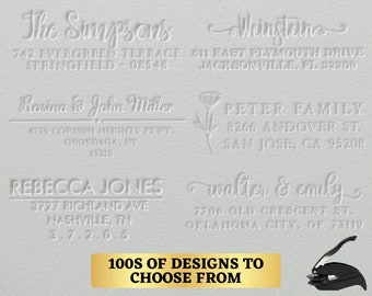 Personalized Name and Address Seal Embosser Handheld Wedding Invitation Seal Embosser Personalized Customized 2" x 1" 16 Designs To Choose