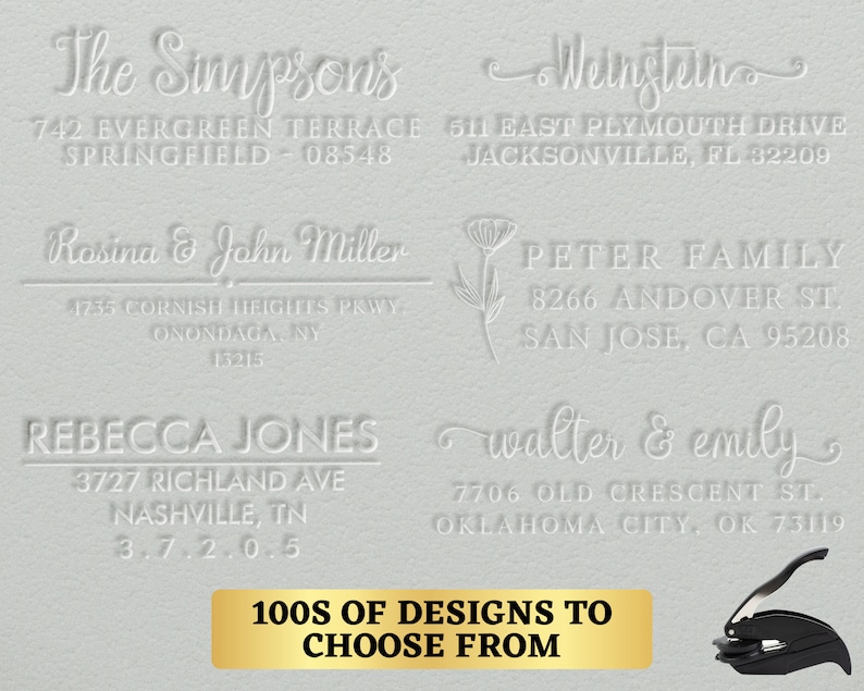 Personalized Name and Address Seal Embosser Handheld Wedding Etsy