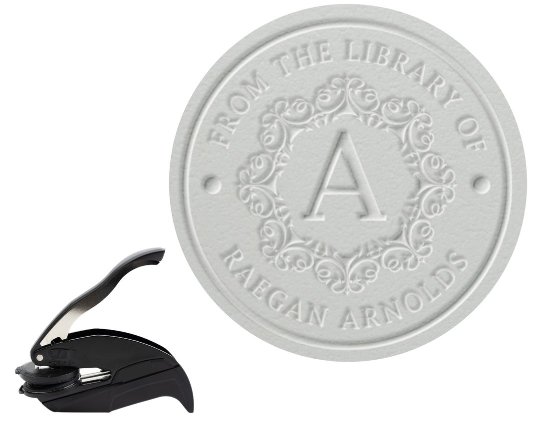 Custom From the Library of Embosser, Custom Initial Monogram Embosser
