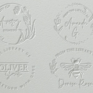 Personalized from the library of embosser, Custom Monogram Embosser Stamp, Library Stamp, teacher embosser, trendy, elegant, floral