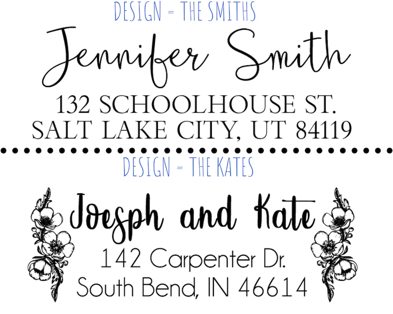 Custom Address Stamp Self Inking Script Floral Wedding Invite Name Mail Return Address Stamper Wood Self-Inking Return Address Stamps