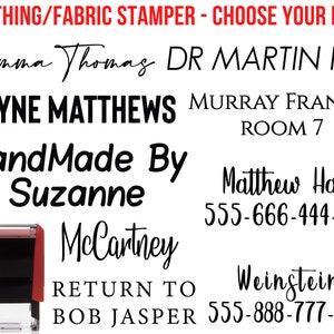 Name Stamp for Clothes Self-inking, Tagless Clothing Labels, Nursing Home Labels Stamp, Custom Camp FABRIC markers, Textile Cloth Label