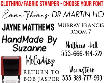 Name Stamp for Clothes Self-inking, Tagless Clothing Labels, Nursing Home Labels Stamp, Custom Camp FABRIC markers, Textile Cloth Label