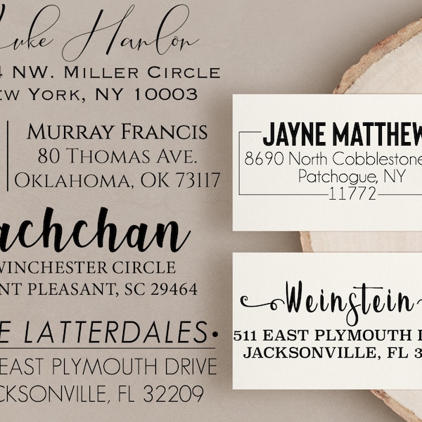 Personalized Address Stamp Labels Self Ink 3 Line Modern Business Family or Wedding Stamper Custom Stamp Housewarming Gift Real Estate Gifts