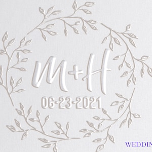 Wedding Embosser Stamp - Embosser Seal for Wedding Envelopes Monogram Wedding Stamp - Couples Initials Personalized Monogram Wedding
