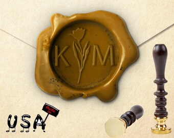 Personalized Wedding Wax Seal Stamp With Laurel | Custom wax Seal Kit | Wedding Invitation Seal Stamp.initials wax seal kit
