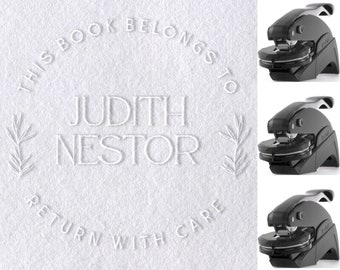 Personalized Library Embosser, This Book Belongs To, From The Library Of, Ex Libris, Custom Embosser, 10+ Designs, Elegant, Floral, Modern