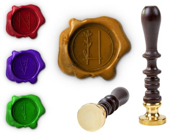Monogram Daisy Style Leaf  Custom 1" Wax Stamp Classic Sealing Wax Seal Stamp Elegant Daisy Wedding Initial Monogram Sealing Wax A TO Z