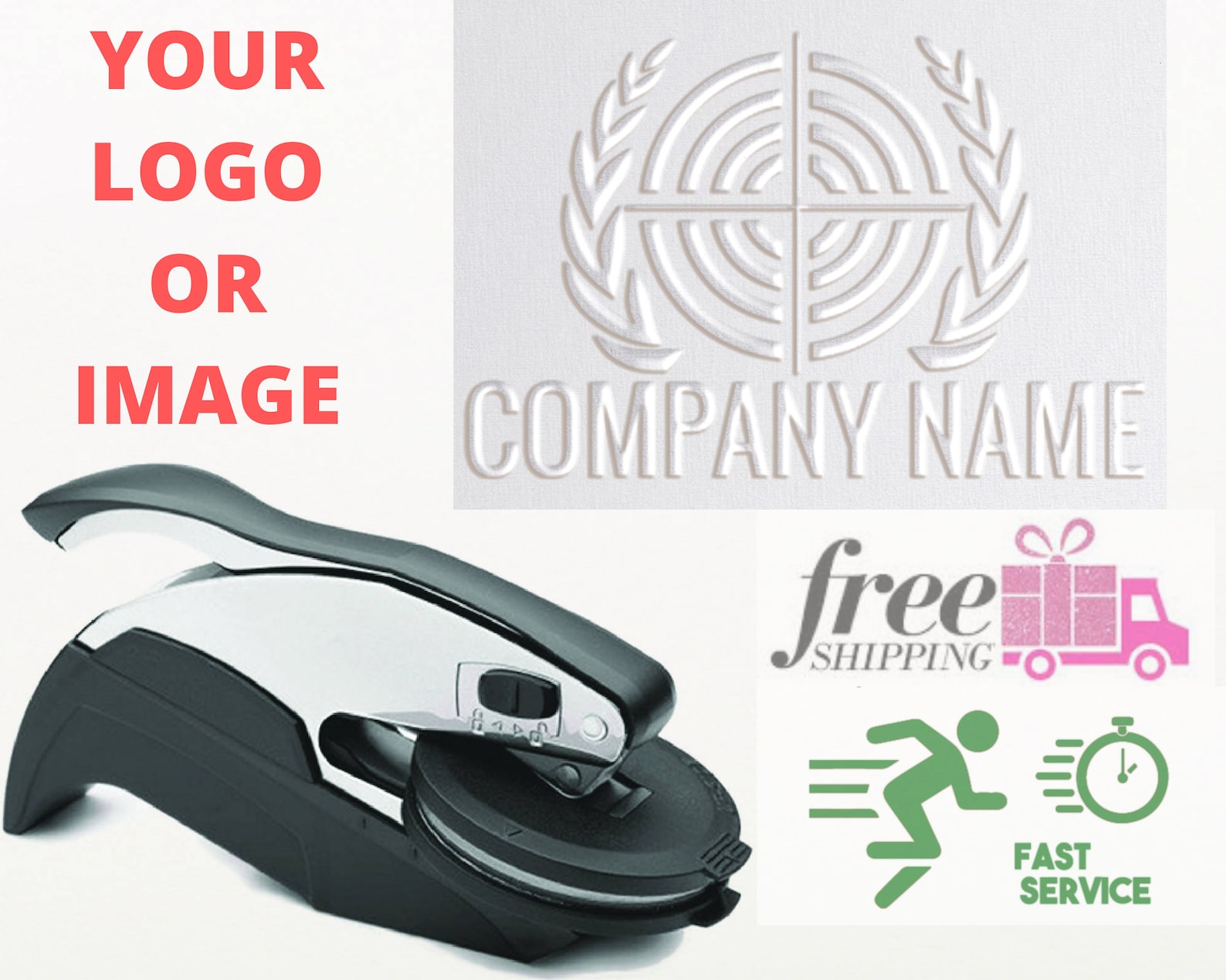 Logo Embosser Custom Embosser Monogram Embosser Hand Held Etsy