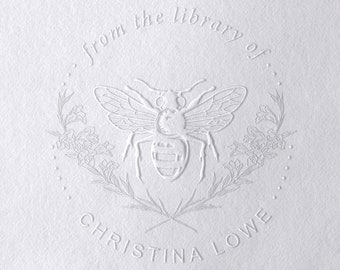 From The Library of Book Embosser Custom Personalized Book Lover Gift Embosser Monogram Book Rubber Stamp, Self Inking Stamp or Embosser