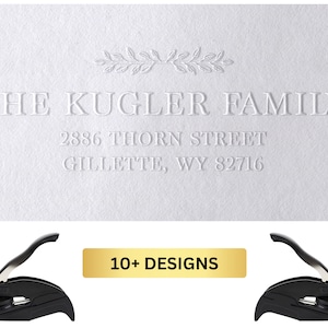 Personalized Address Embosser Custom Embosser Seal Gift Script Calligraphy Floral Embosser Envelope Address Embosser Rectangle Embosser Seal
