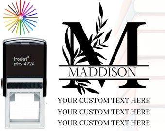 Monogram Custom Personalized Self Inking Return Address Book Stamp - Wedding, Housewarming, Teacher, or Client Gift