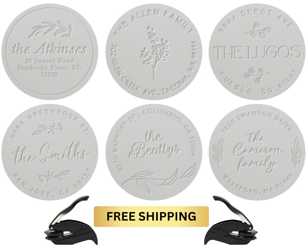 Custom Round Address Embosser, Elegant Address Embosser, Modern Address