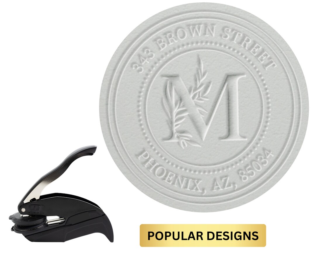 Custom AddressEmbosser Seal Shiny EZ-Seal Round Decorative Personalized  Embosser