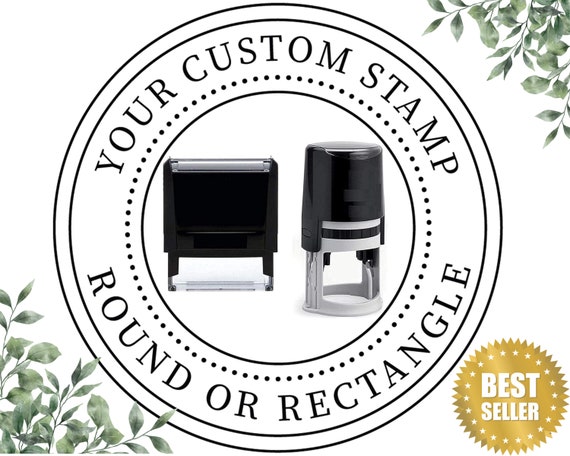 Custom Logo Stamp - 3 Inch Wood Handle Business Stamp With Personalized Text & Artwork