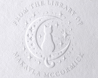 EXLIBRIS Book Embosser From the library of embosser, Custom Embosser Stamp,Book Embosser,Library Stamp, Monogram Embosser Stamp Horse Cat