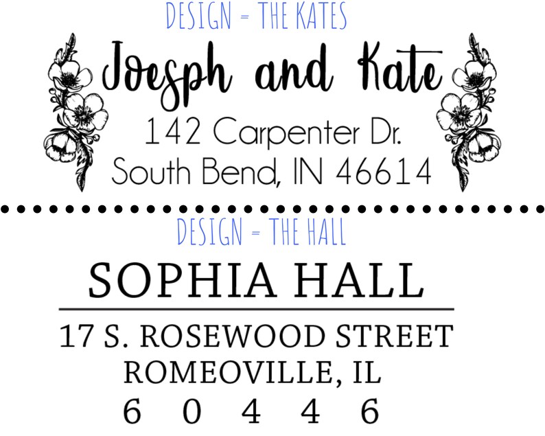 Custom Address Stamp Self Inking Script Floral Wedding Invite Name Mail Return Address Stamper Wood Self-Inking Return Address Stamps