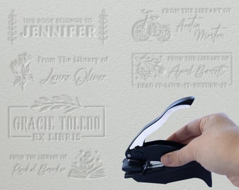 Personalized Book Embosser Seal with Custom Design, EXLIBRIS Embosser, From the library of, Custom Embosser Stamp 2" x 1" Impression Size